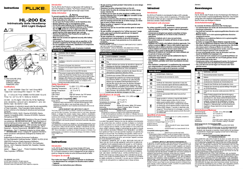 Página nº 1 - Manual de usuario Fluke HL-200 EX