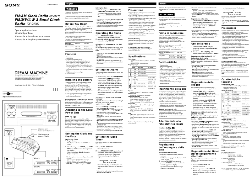 Página nº 1 - Manual de usuario Sony ICF-C470