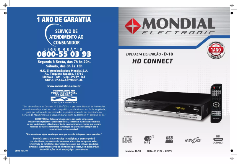 Imagen de la primera página del manual del dispositivo D-18