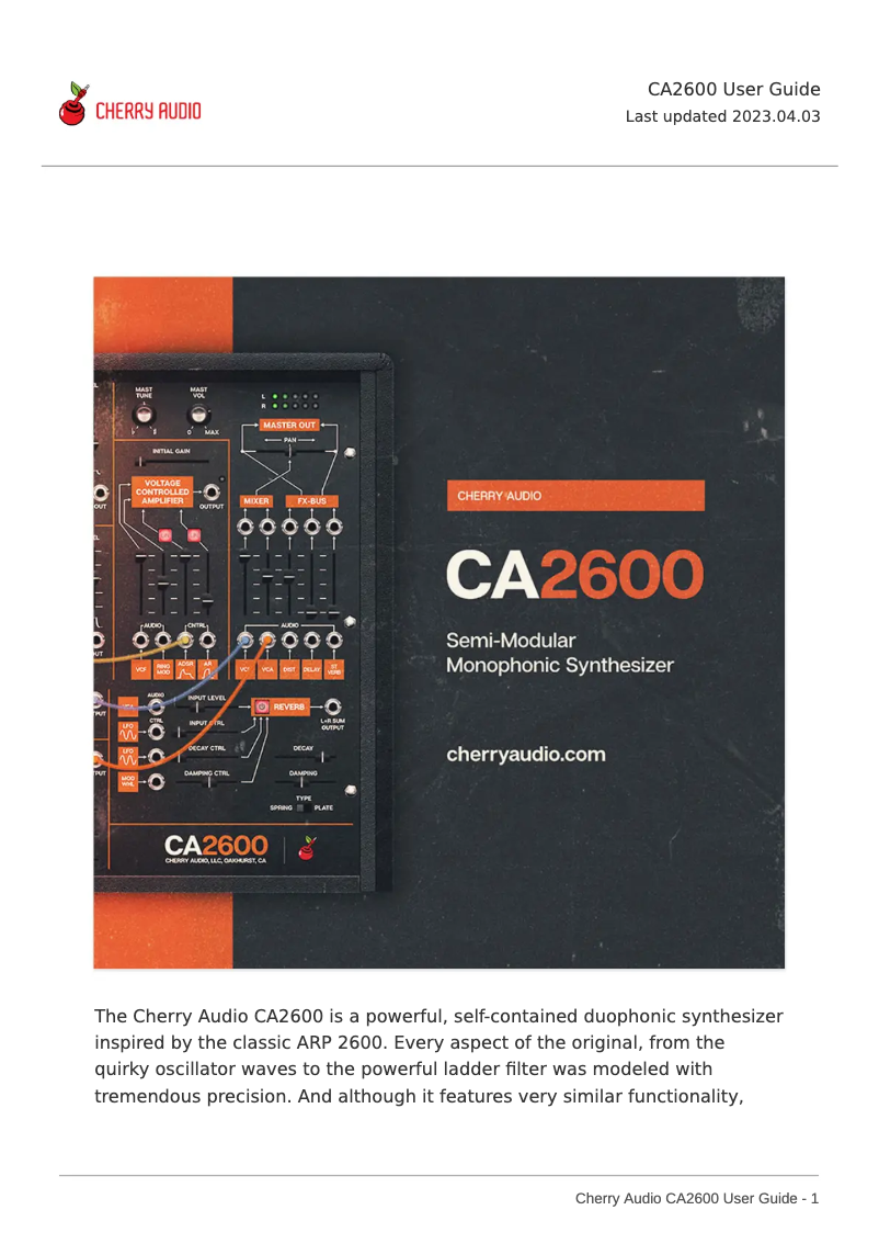 Página 1 del manual Manual de usuario Cherry Audio CA2600