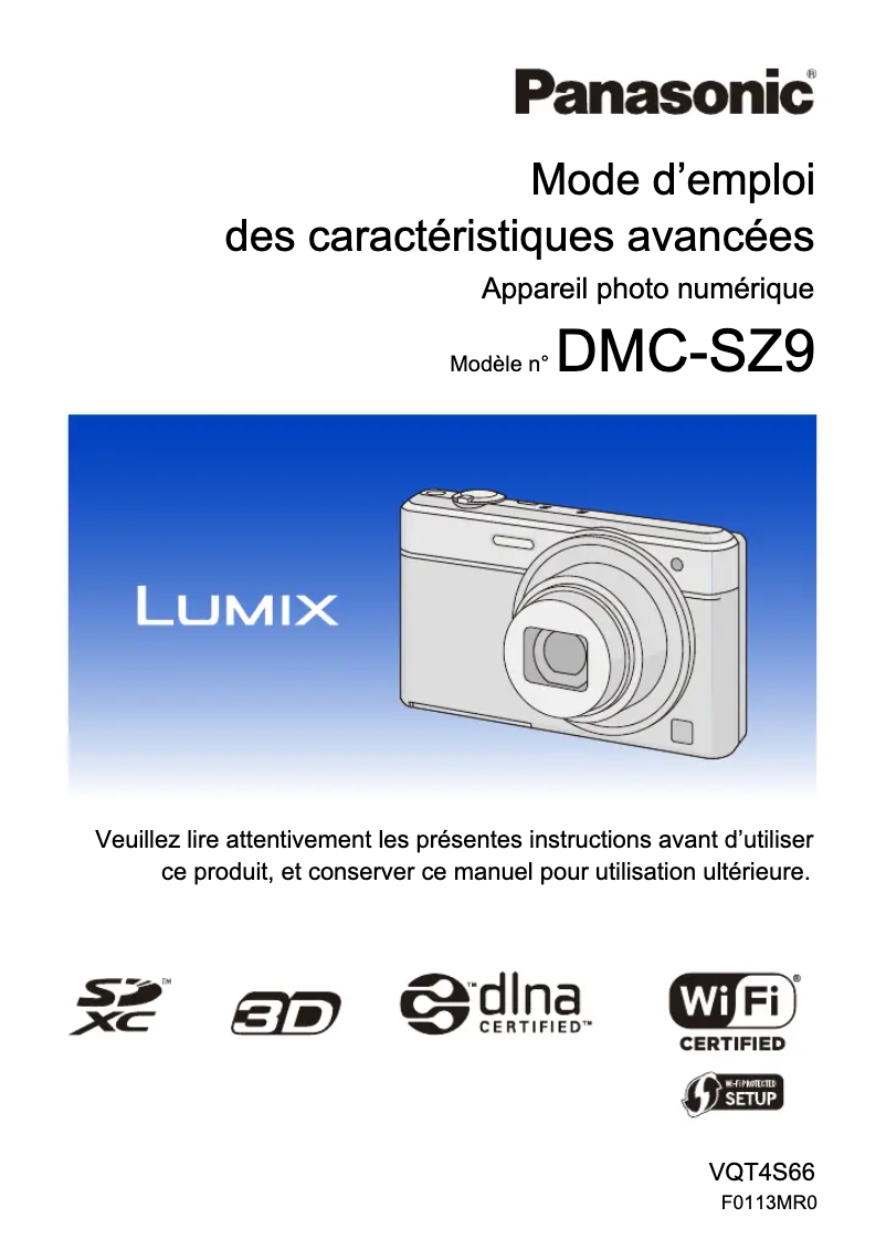 Imagen de la primera página del manual del dispositivo Lumix DMC-SZ9