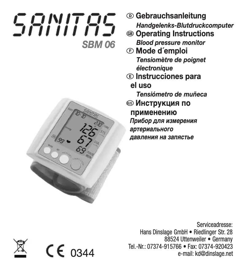 Página nº 1 - Manual de usuario Sanitas SBM 06