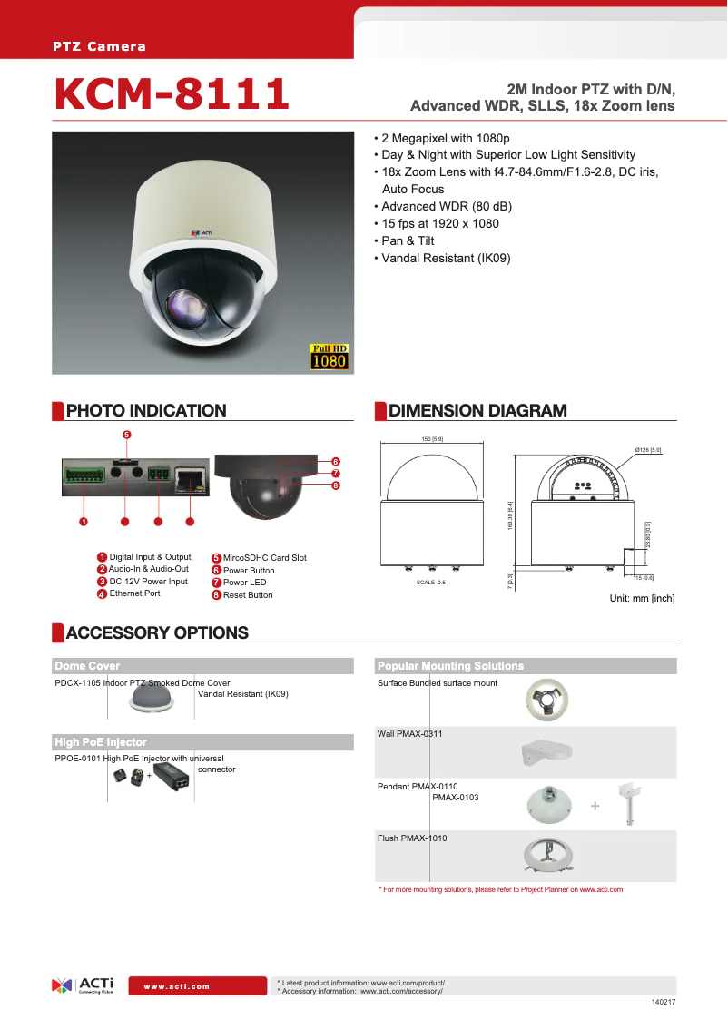 Página nº 1 - Ficha técnica ACTi KCM-8111