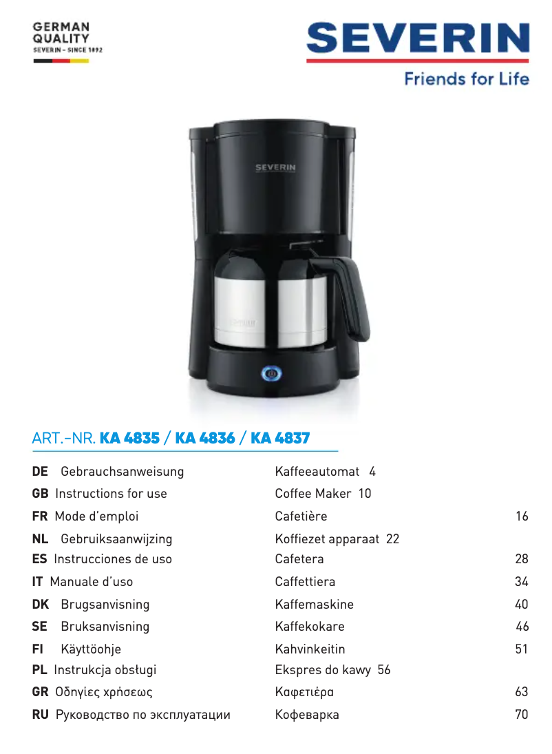 Imagen de la primera página del manual del dispositivo KA 4836