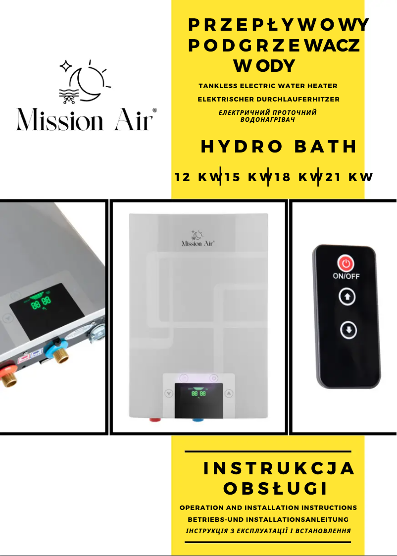 Imagen de la primera página del manual del dispositivo Hydro Bath 18 kW