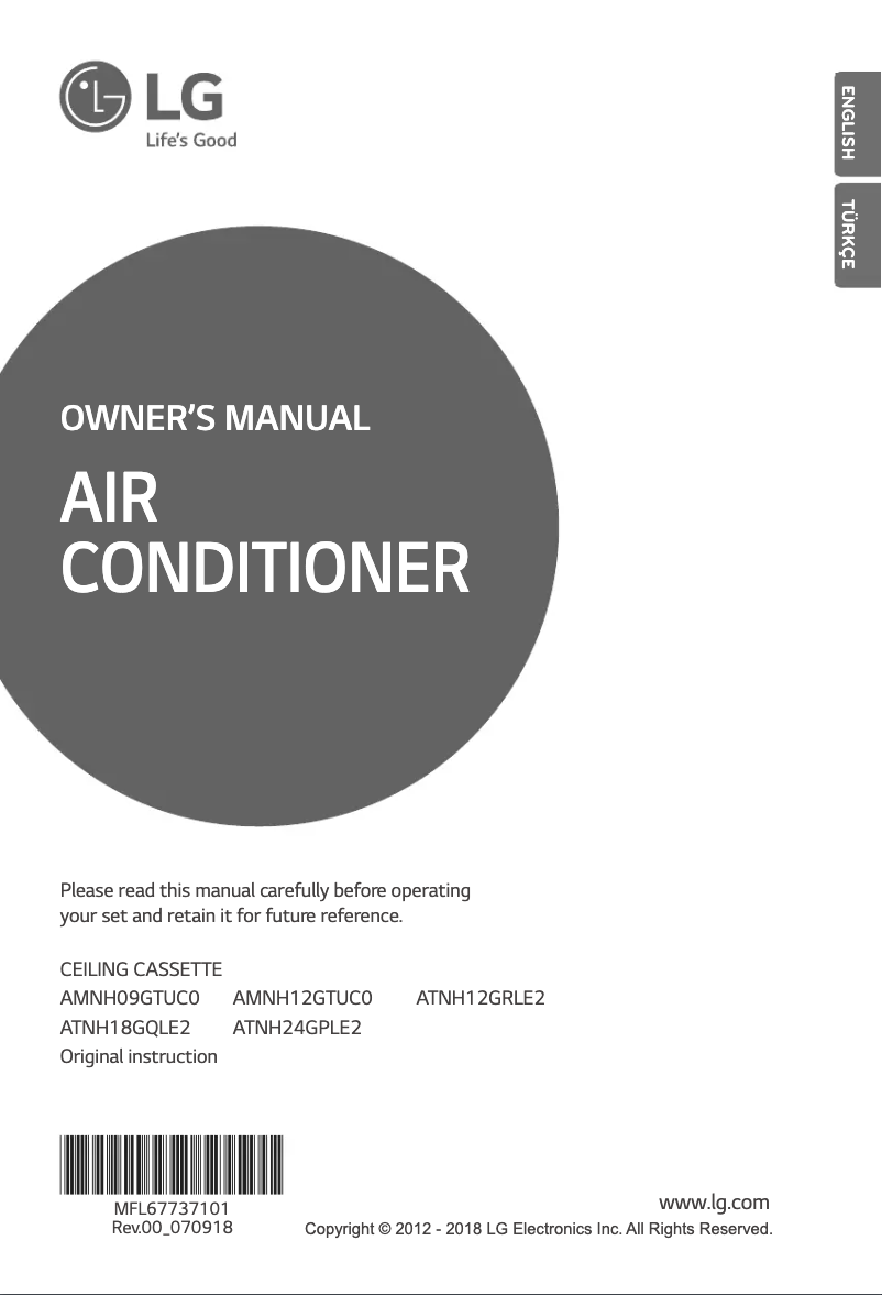 Imagen de la primera página del manual del dispositivo AMNH09GTUC0
