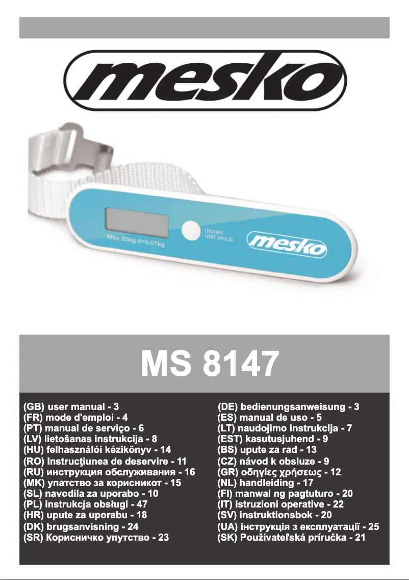 Imagen de la primera página del manual del dispositivo MS 8147