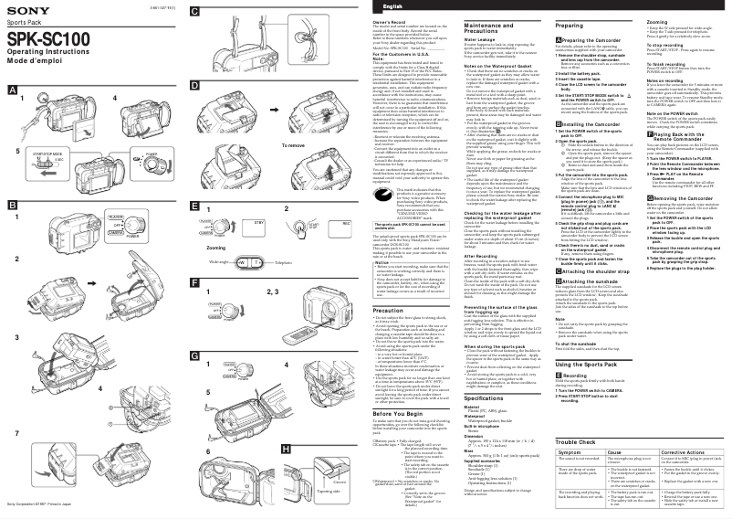 Página nº 1 - Manual de usuario Sony SPK-SC100