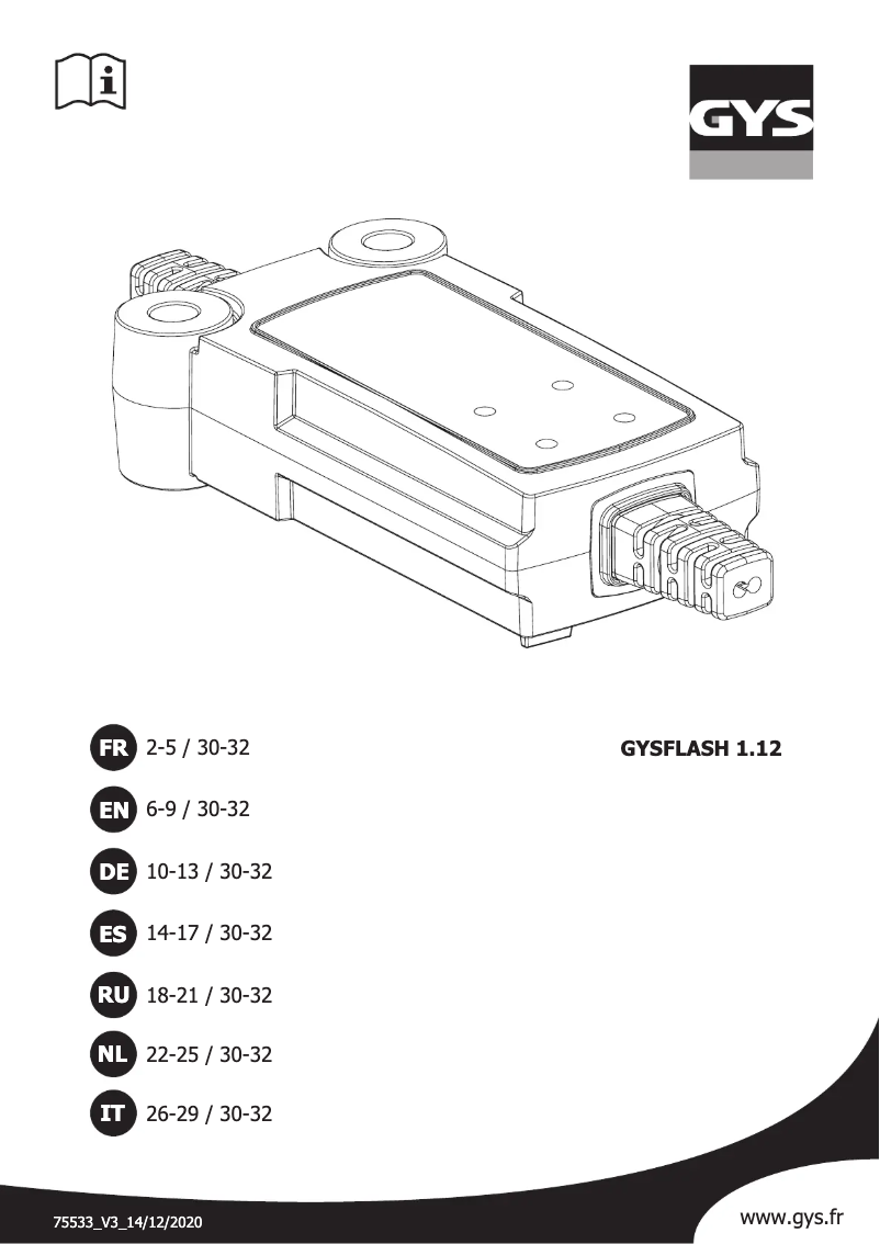 Imagen de la primera página del manual del dispositivo Gysflash 1.12