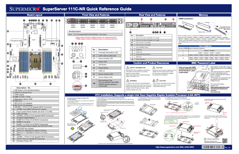 Página 1 del manual Guía de inicio rápido Supermicro SuperServer SYS-111C-NR