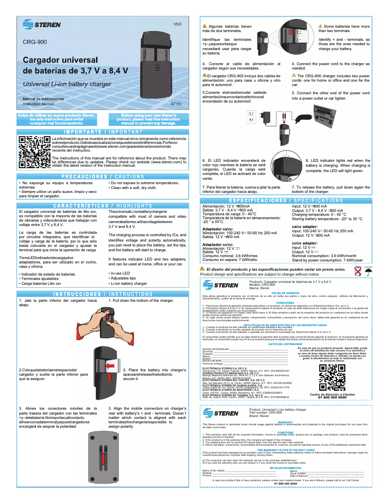 Imagen de la primera página del manual del dispositivo CRG-900
