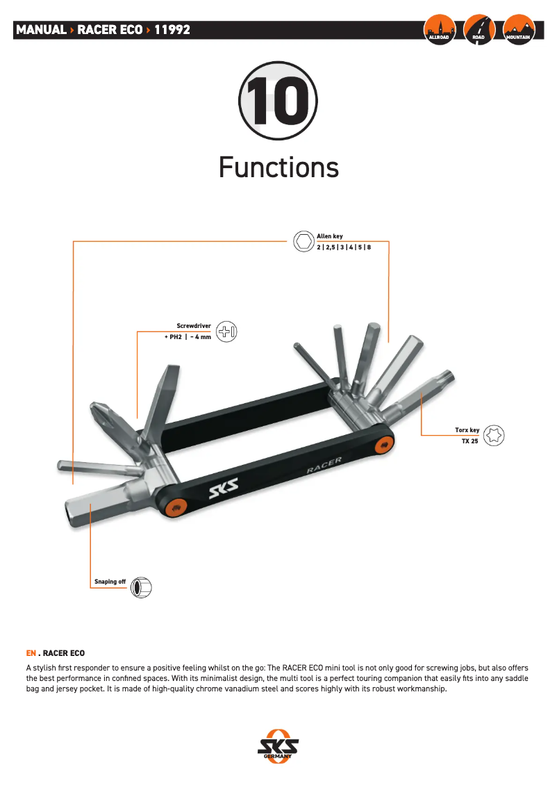 Imagen de la primera página del manual del dispositivo Racer ECO