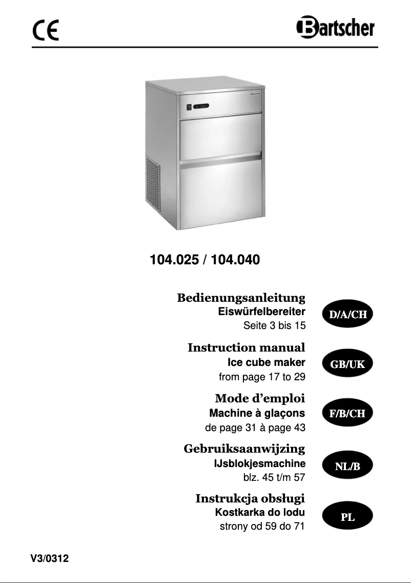 Página nº 1 - Manual de usuario Bartscher C25