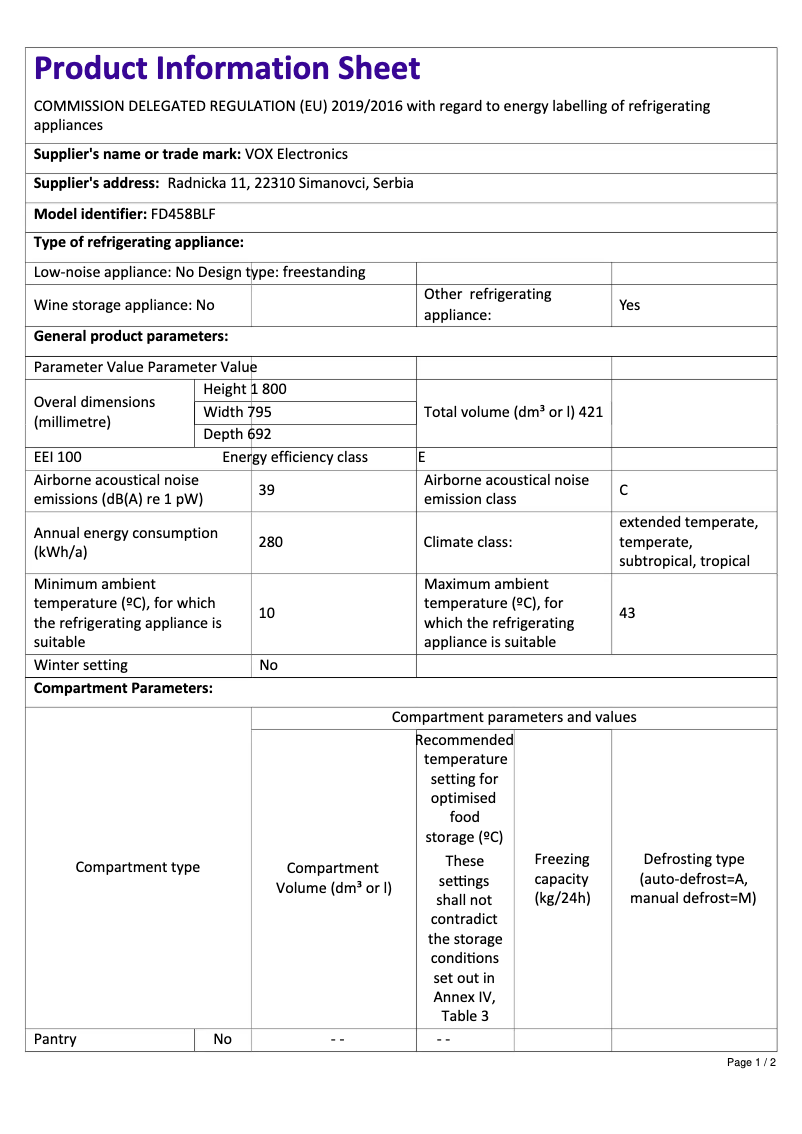 Imagen de la primera página del manual del dispositivo FD458BLE