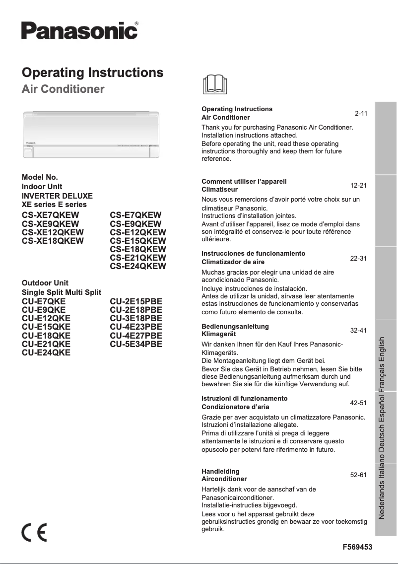 Página 1 del manual Manual de usuario Panasonic CU-E18QKE