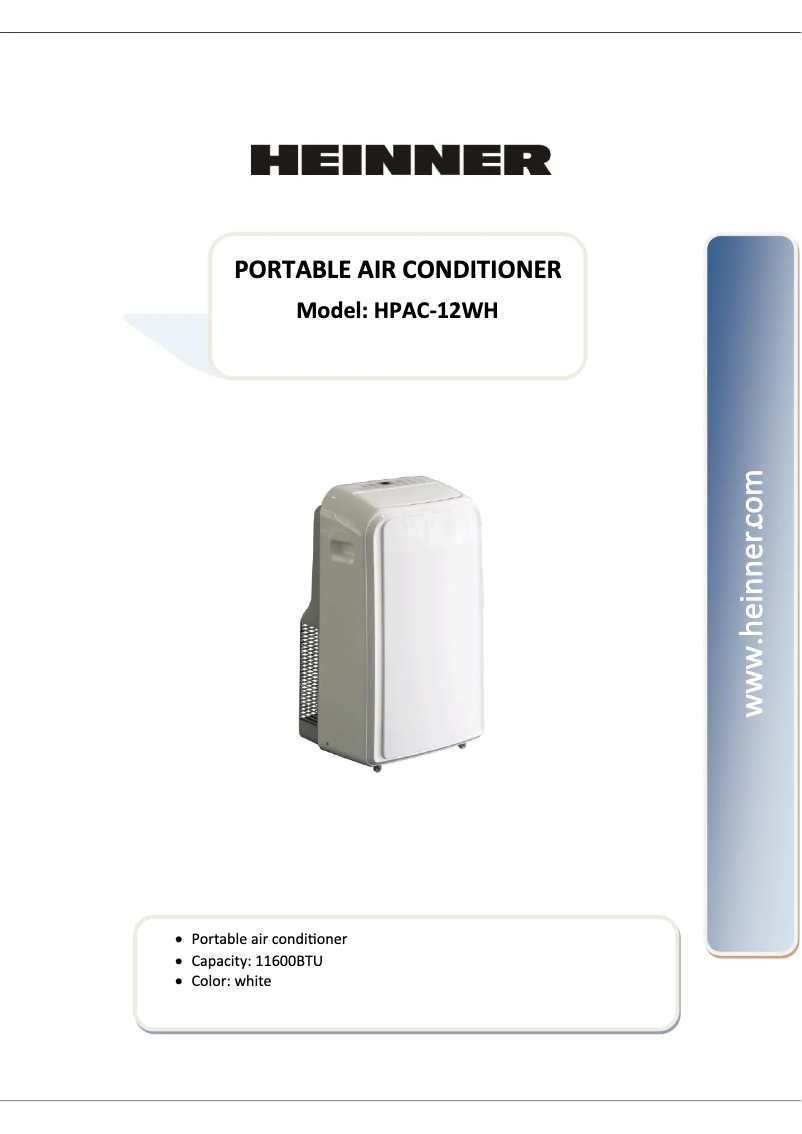 Imagen de la primera página del manual del dispositivo HPAC-12WH