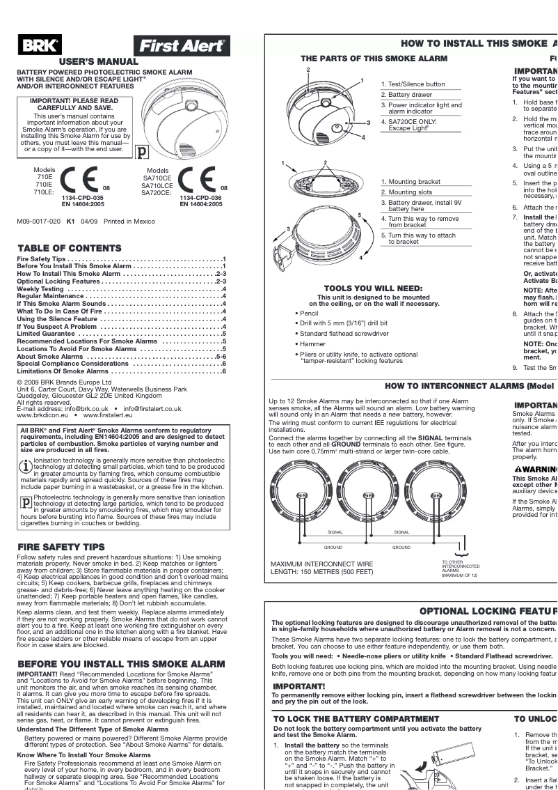 Página 1 del manual Manual de usuario First Alert 710IE