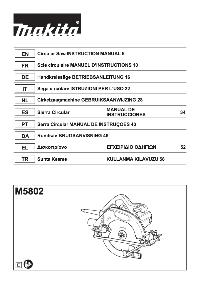 Imagen de la primera página del manual del dispositivo M5802