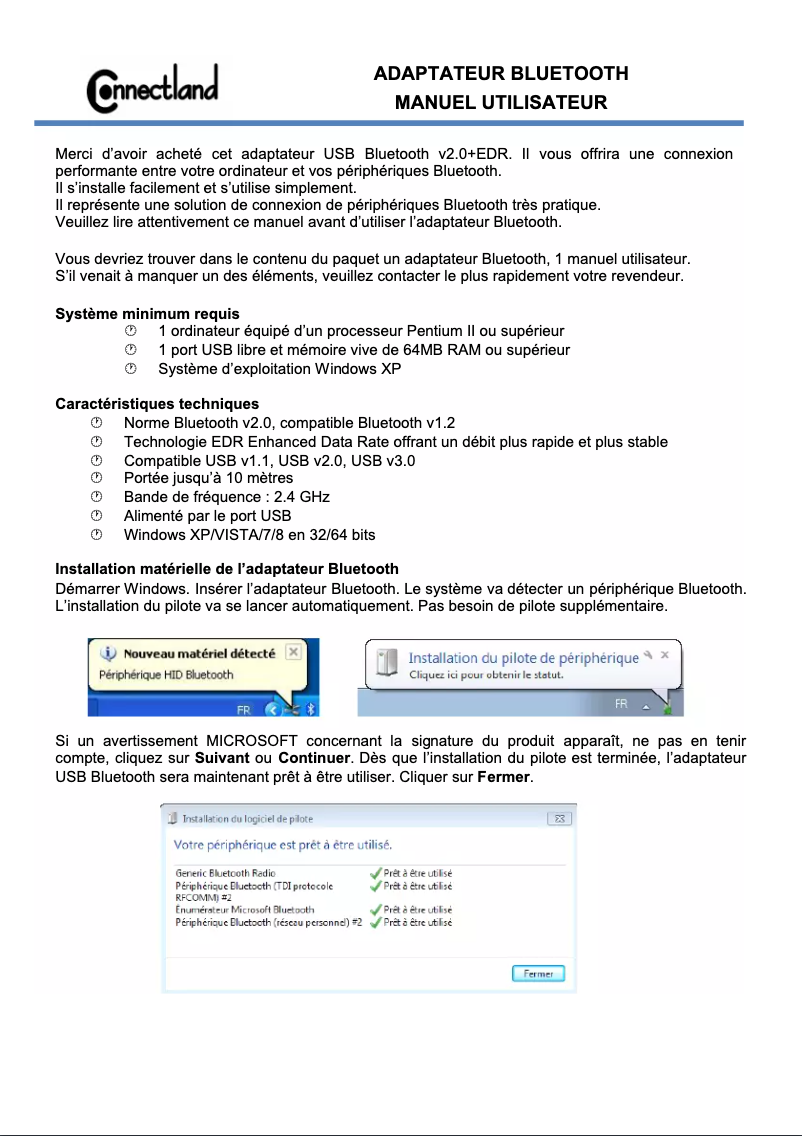 Página nº 1 - Manual de usuario Connectland BT-BD009-10M
