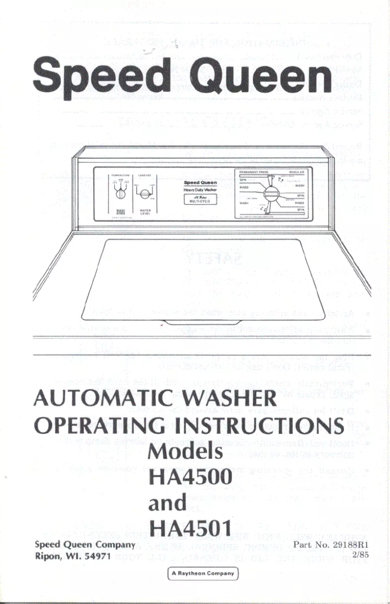Página 1 del manual Manual de usuario Speed Queen HA4500