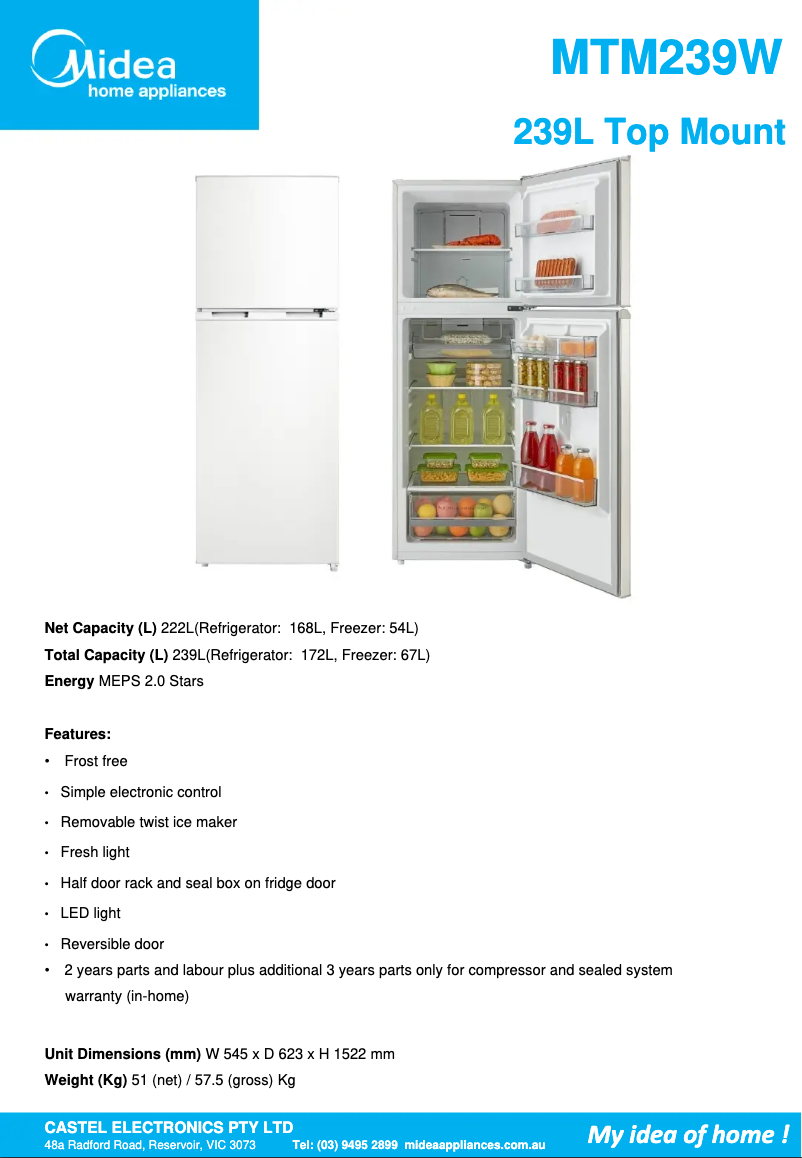 Imagen de la primera página del manual del dispositivo MTM239W