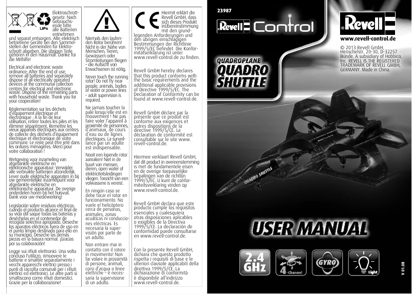 Página 1 del manual Manual de usuario Revell Quadro Shuttle