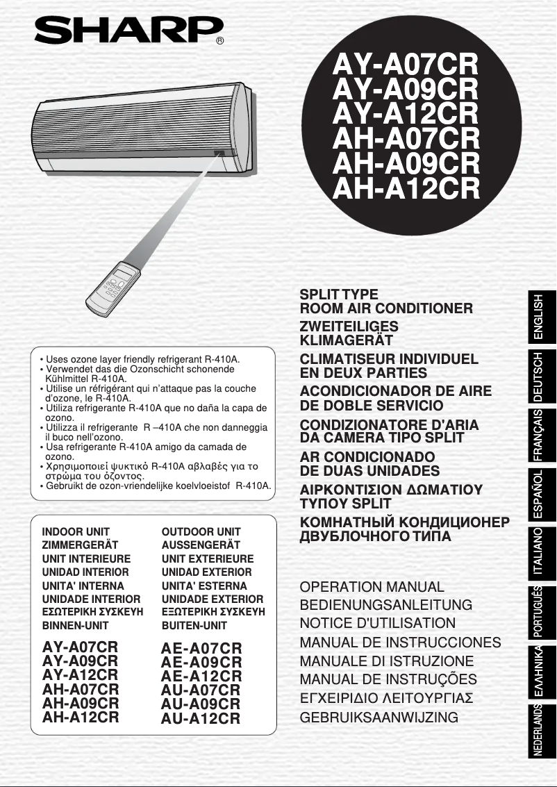 Página 1 del manual Manual de usuario Sharp AY-A12CR