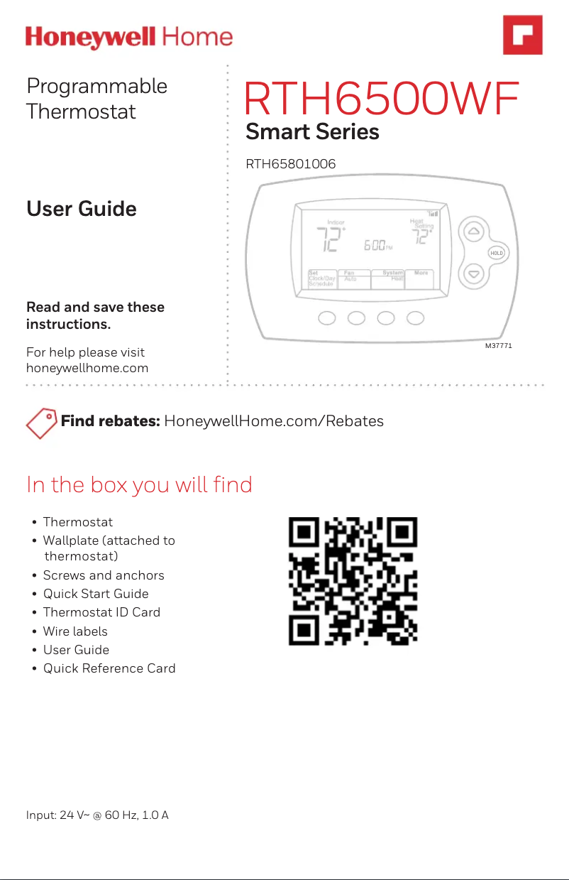 Página 1 del manual Manual de usuario Honeywell RTH6580WF1001/U1
