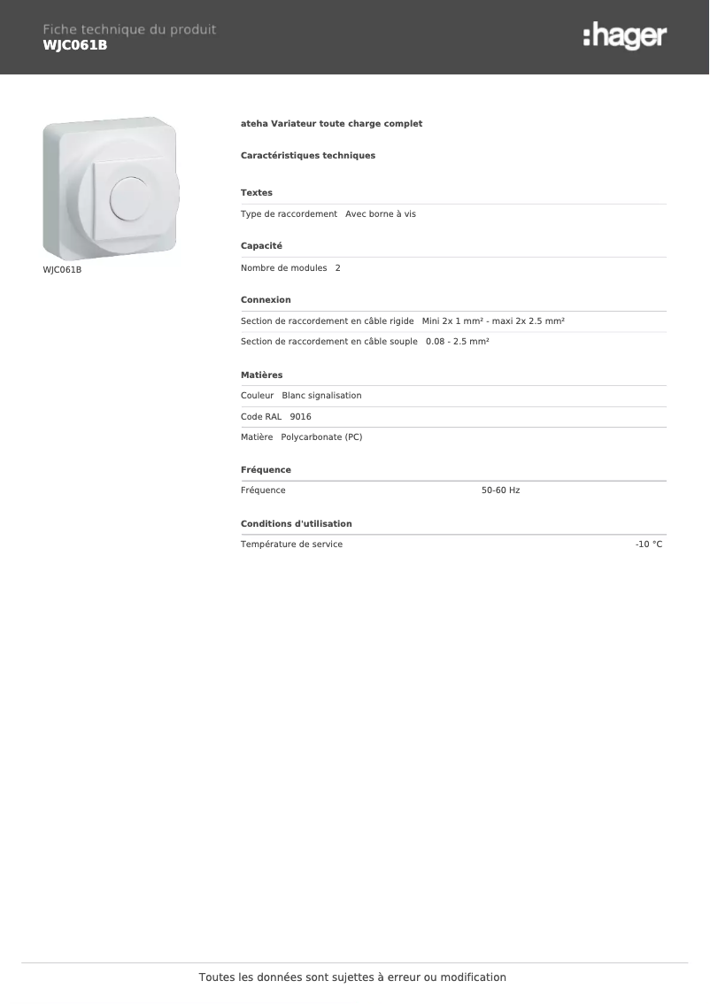 Imagen de la primera página del manual del dispositivo WJC061B