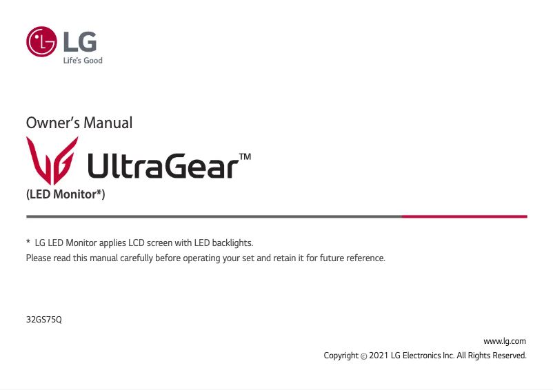 Página nº 1 - Manual de usuario LG UltraGear 32GS75Q