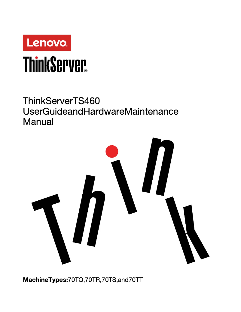 Imagen de la primera página del manual del dispositivo ThinkServer TS460