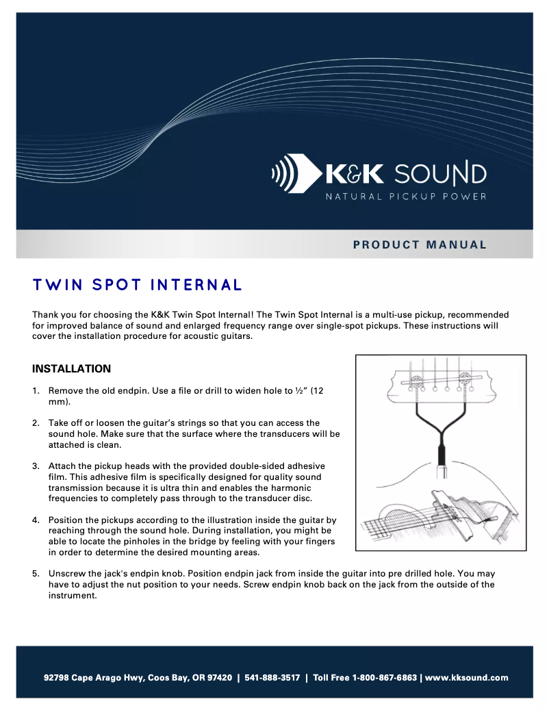 Página 1 del manual Manual de usuario K&K Sound Twin Spot Internal