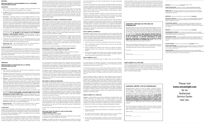 Imagen de la primera página del manual del dispositivo Fire Vulcan