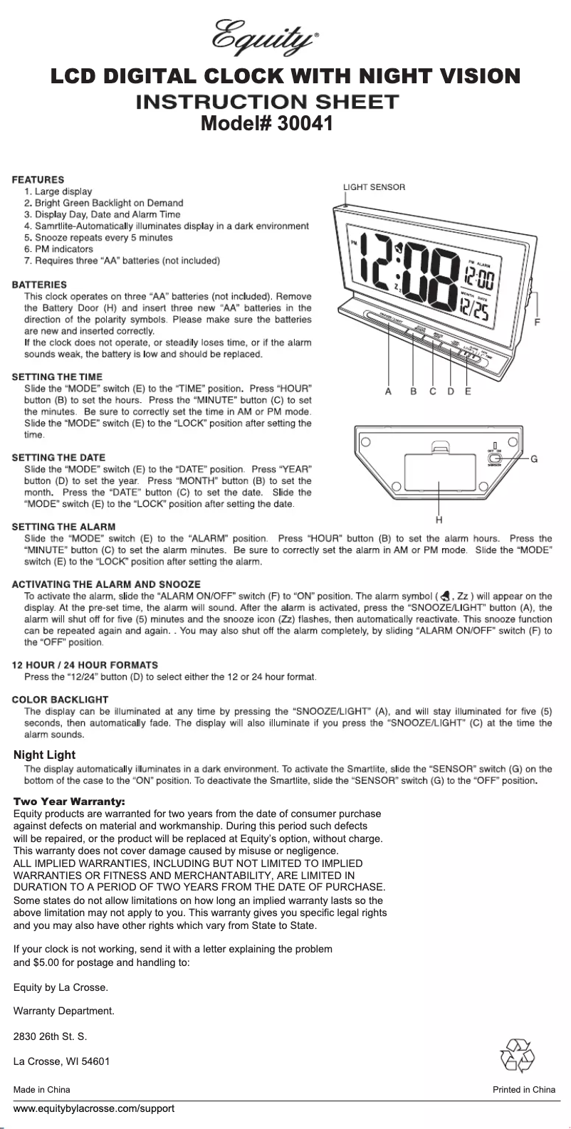 Imagen de la primera página del manual del dispositivo 30041