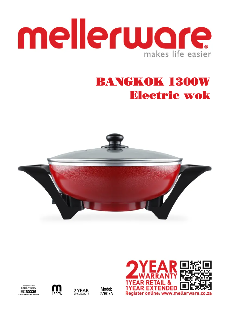 Página nº 1 - Manual de usuario Mellerware Bangkok Wok 27607A