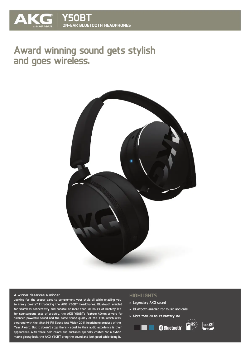 Imagen de la primera página del manual del dispositivo Y50BT