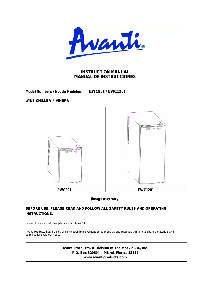 Imagen de la primera página del manual del dispositivo EWC1201