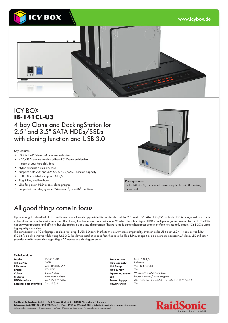 Imagen de la primera página del manual del dispositivo IB-141CL-U3