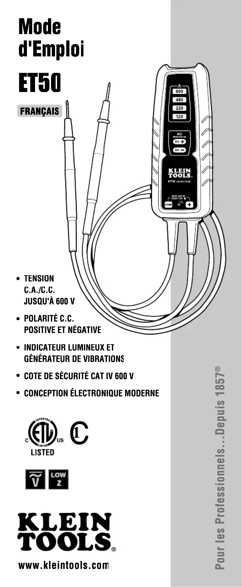 Página nº 1 - Manual de usuario Klein Tools ET50