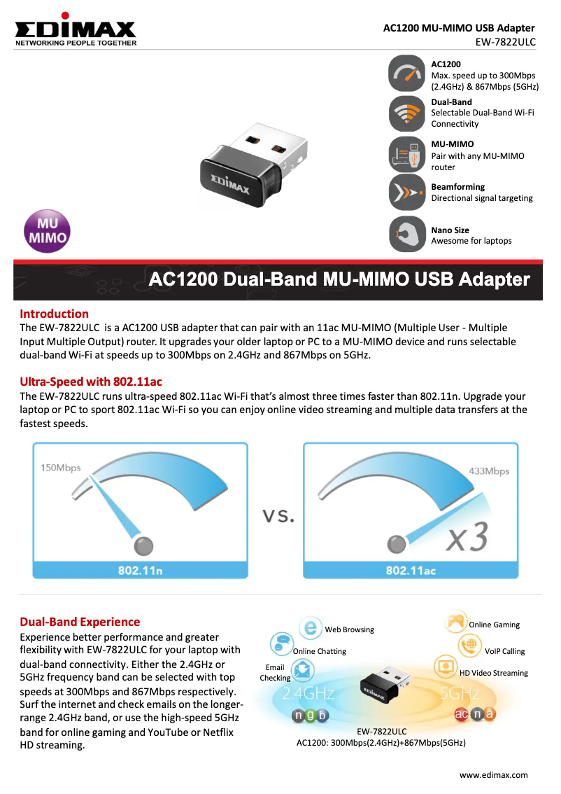 Imagen de la primera página del manual del dispositivo EW-7822ULC