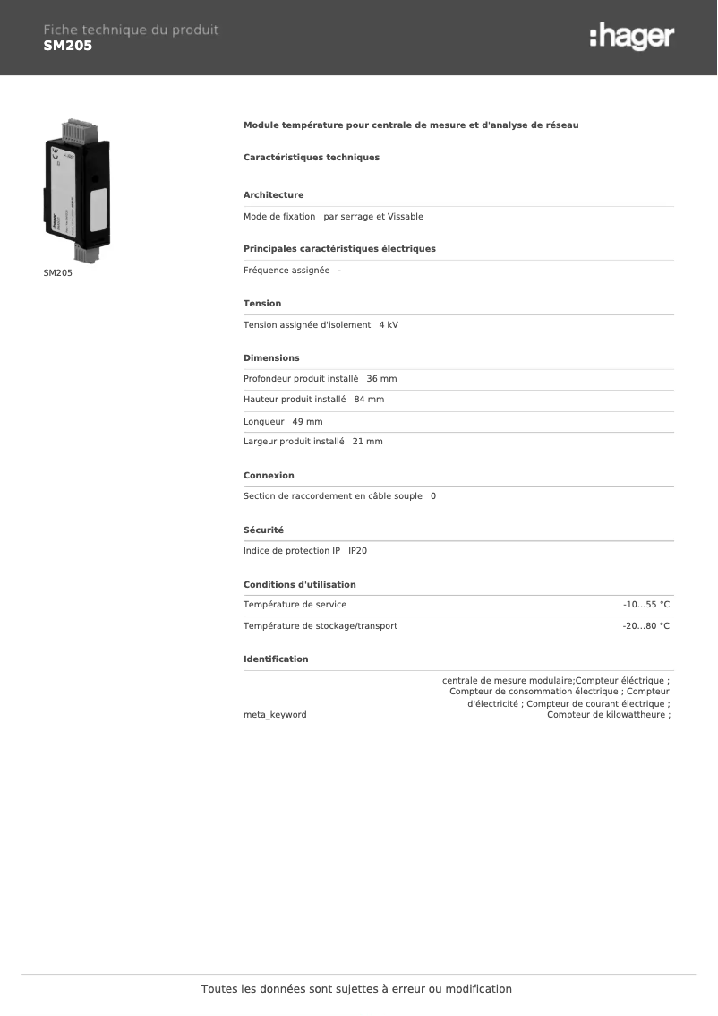 Imagen de la primera página del manual del dispositivo SM205