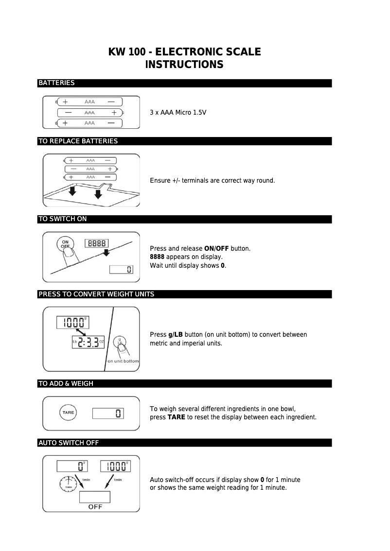 Imagen de la primera página del manual del dispositivo KW 100