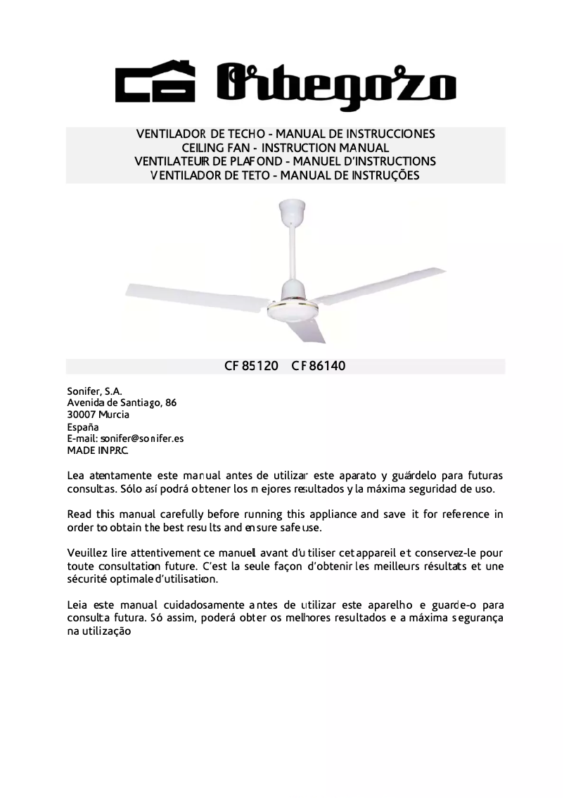 Imagen de la primera página del manual del dispositivo CF 85120