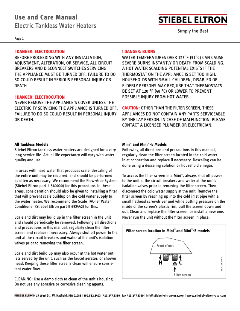 Página 1 del manual Guía de inicio rápido Stiebel Eltron Tempra Trend
