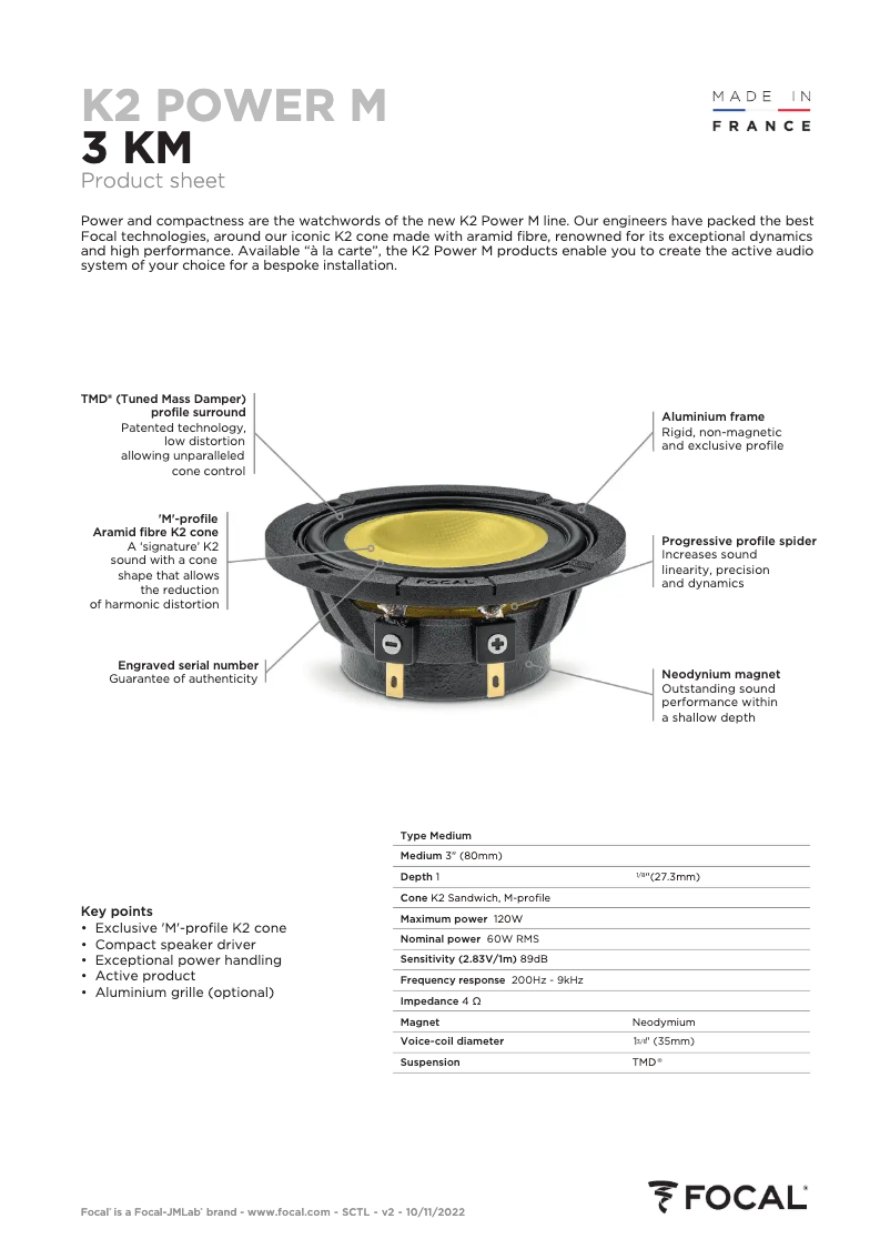 Página nº 1 - Ficha técnica Focal K2 Power M