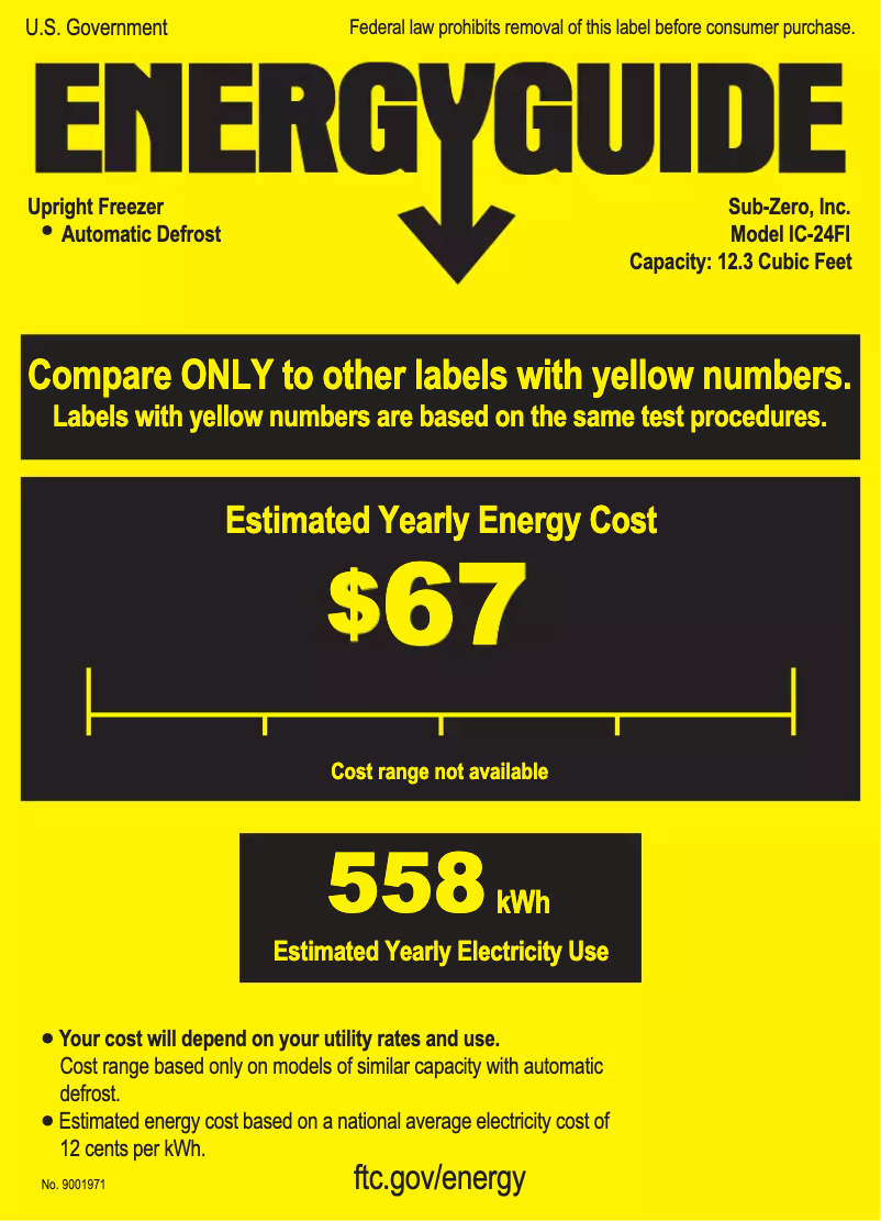 Página 1 del manual Etiqueta energética Sub-Zero IC-24FI-RH