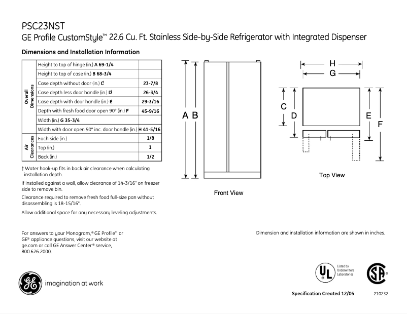 Imagen de la primera página del manual del dispositivo PSC23NSTSS