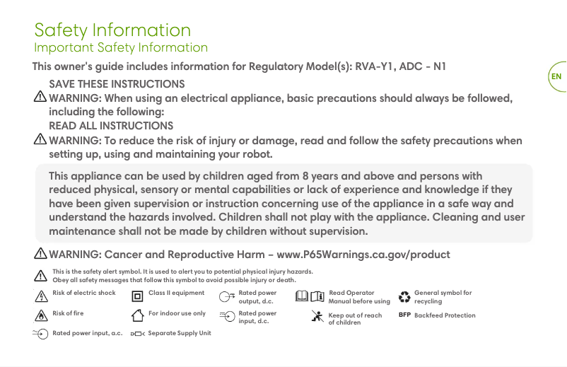 Imagen de la primera página del manual del dispositivo Roomba s9+
