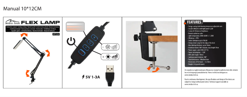 Imagen de la primera página del manual del dispositivo FLEX LAMP MT224