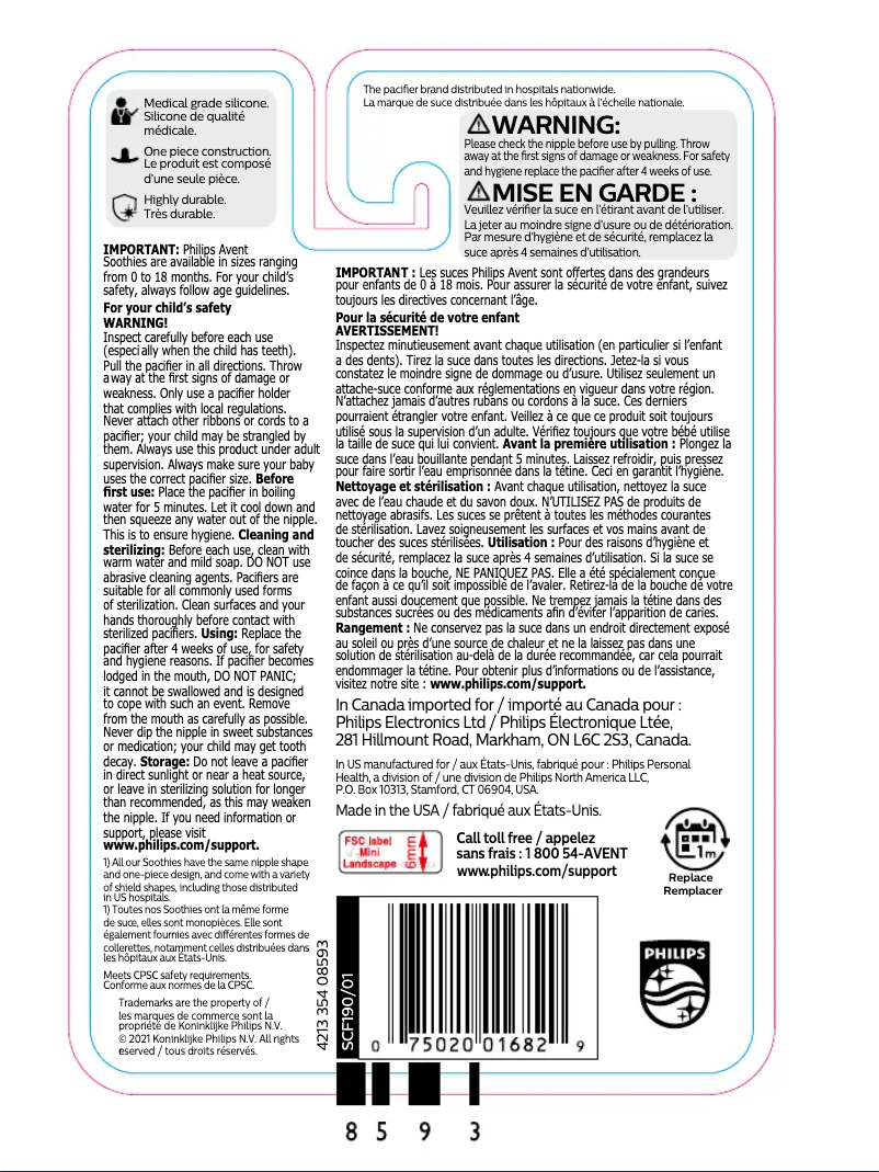 Imagen de la primera página del manual del dispositivo AVENT SCF190